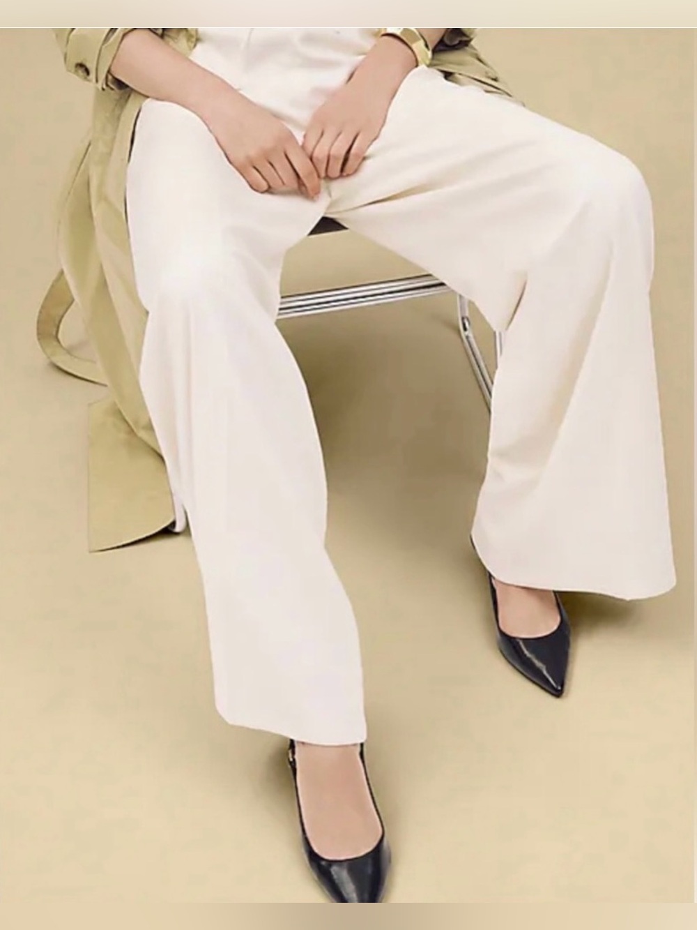 J.Crew Plus Size Wide-leg essential pant in city twill in Ivory